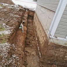 Excavation avant la mise en place de drain